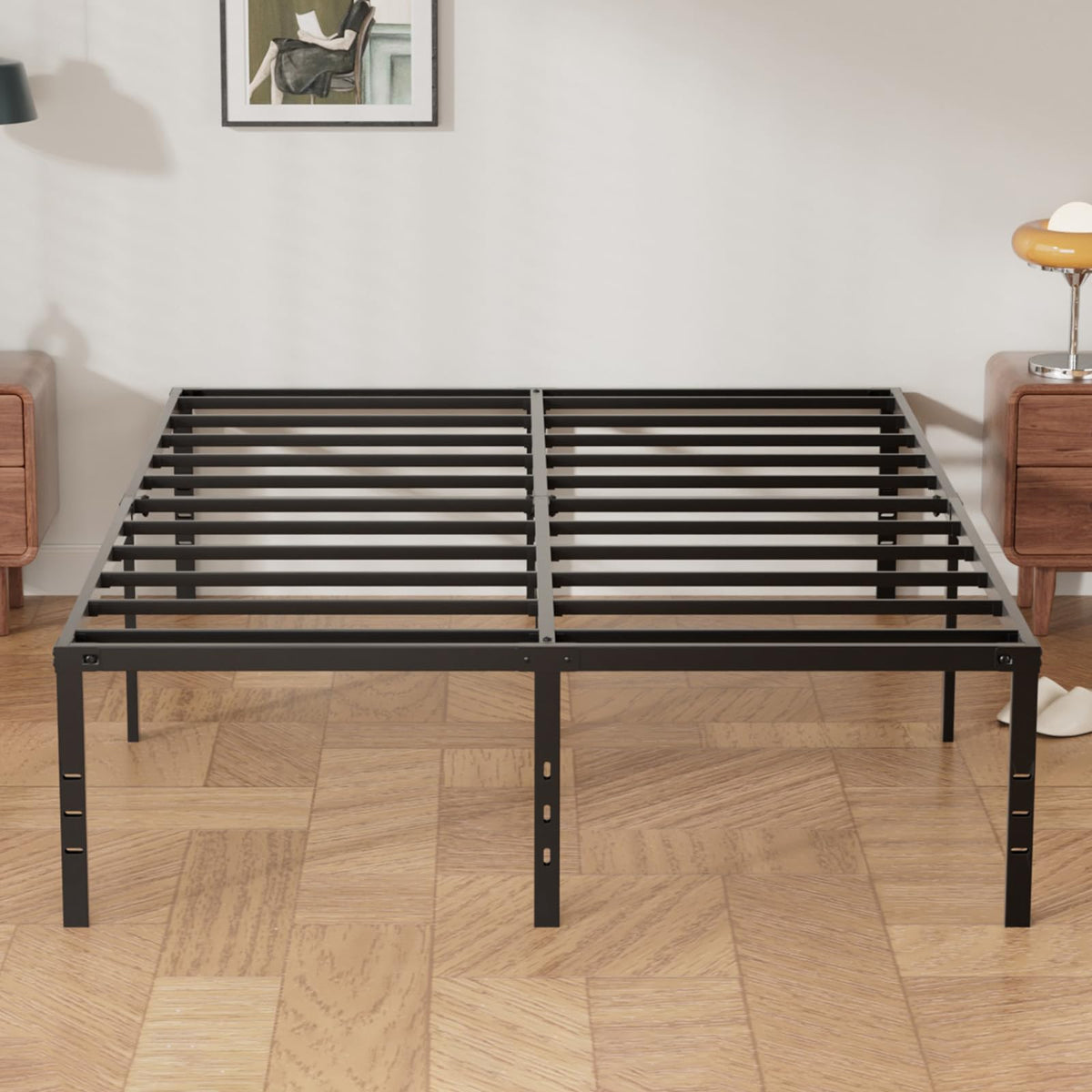Queen Size Metal Bed Frame with Underbed Storage W2969