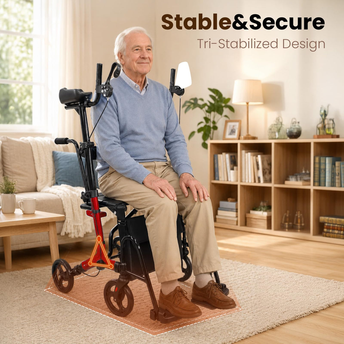 Foldable Lightweight Upright Walker with Seat Armrest Pedal X317