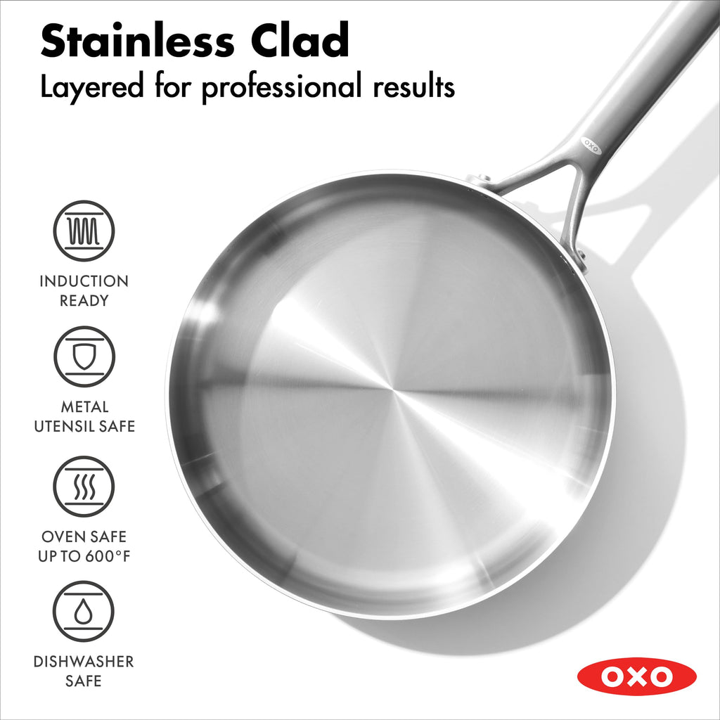 10 Piece Stainless Steel Cookware Set with Ceramic Nonstick Frying Pan T96152