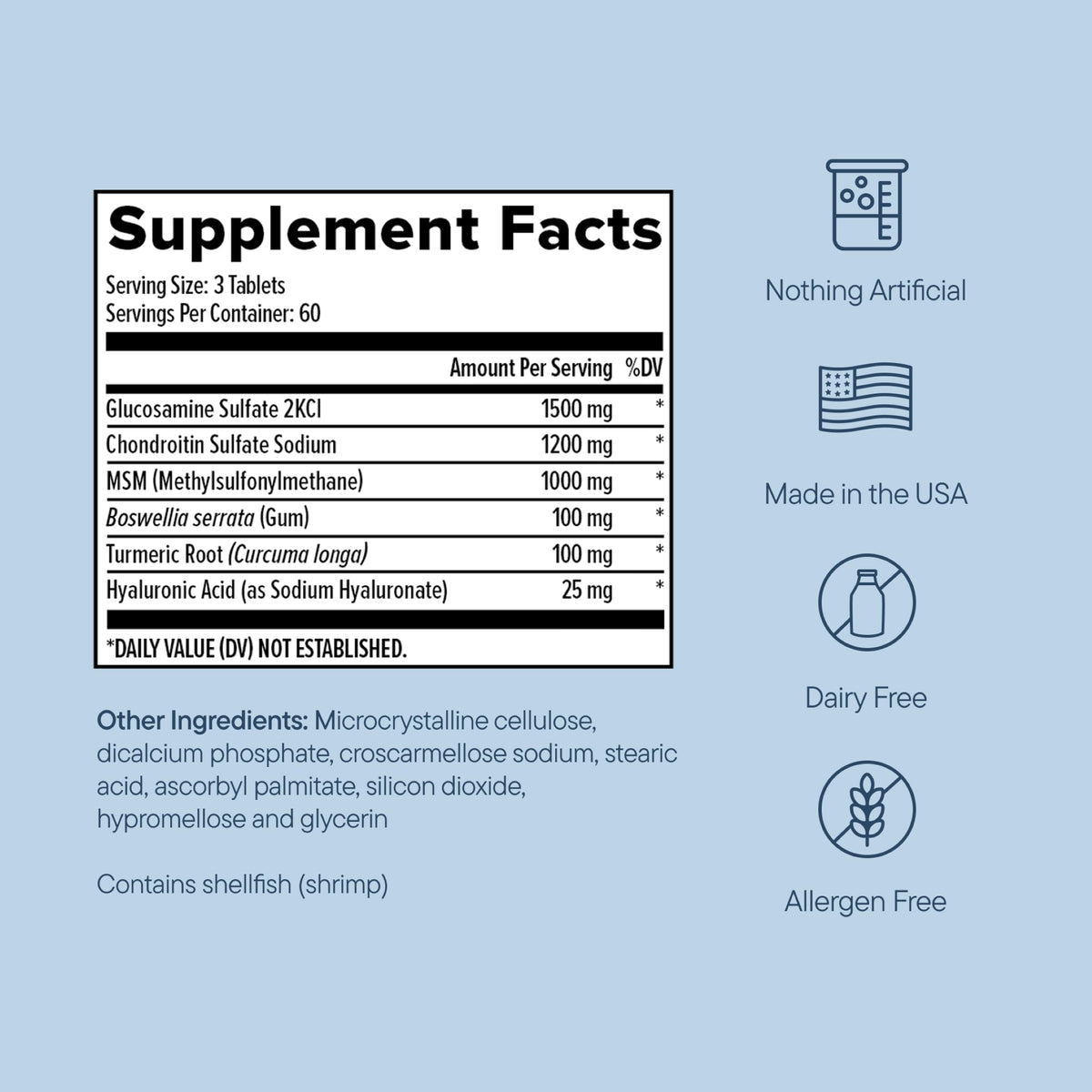 Joint Support Supplement with Glucosamine Chondroitin MSM Curcumin 180 Count Q7114