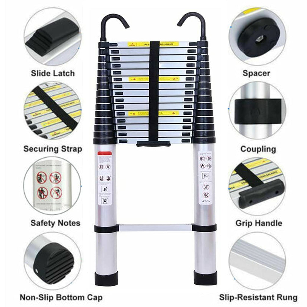 Aluminum Telescoping Extension Ladder 330 Lb Capacity T61696