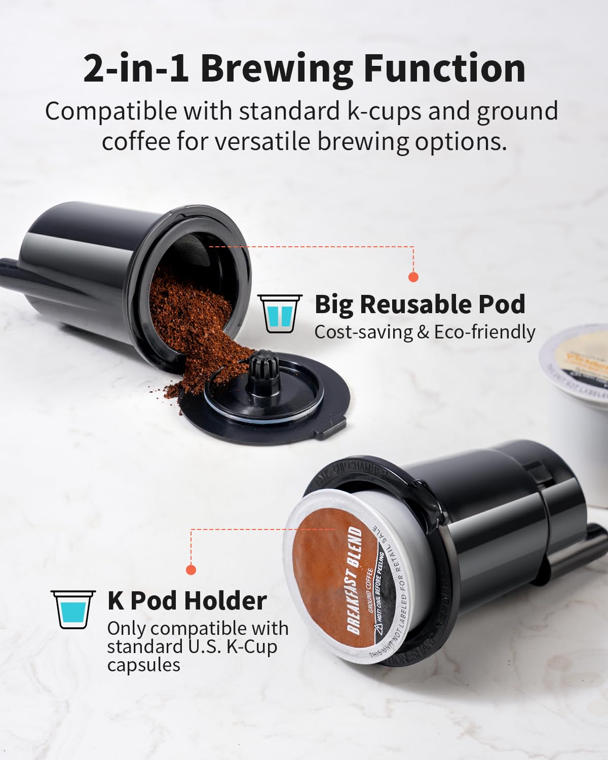 Black Single Serve Coffee Maker with 40oz Water Tank G2628