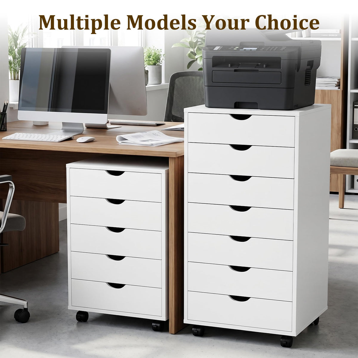 White 5 Drawer Rolling Storage Cabinet C607