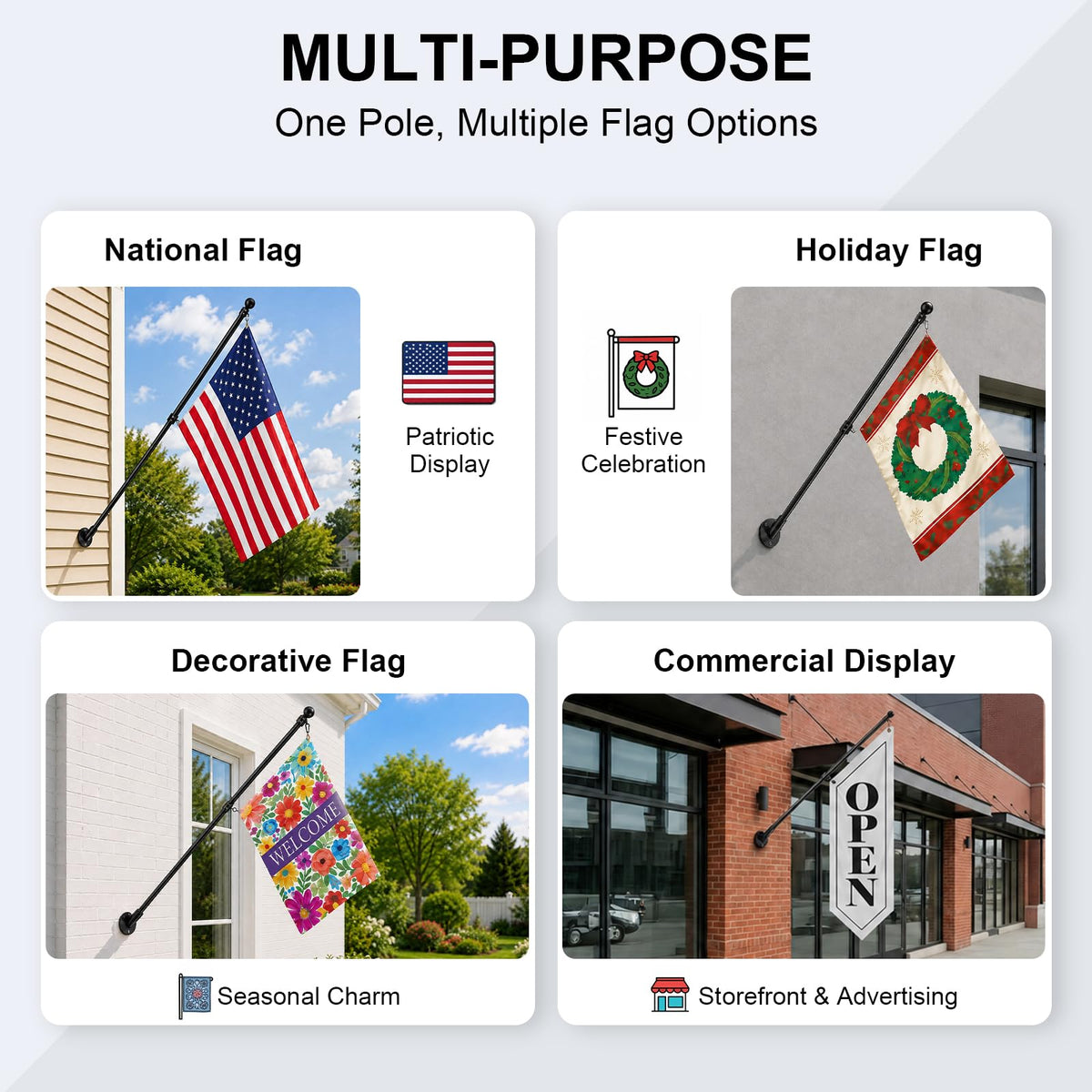 47" Stainless Steel Flag Pole Kit with Wall Mount Bracket T69838