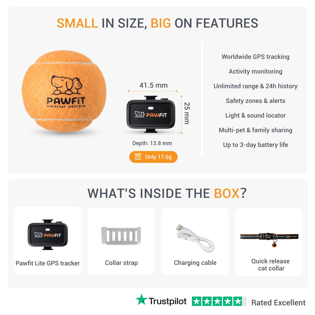 4G GPS Cat Tracker, Ultra-Light, Onyx Black K6070