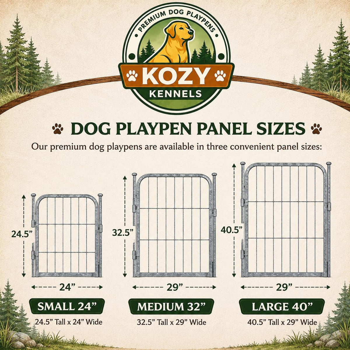24 inch 8 Panel Portable Grey Metal Pet Playpen K732