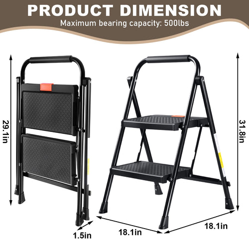 2 Step Steel Ladder with Anti-Slip Pedal Q60155