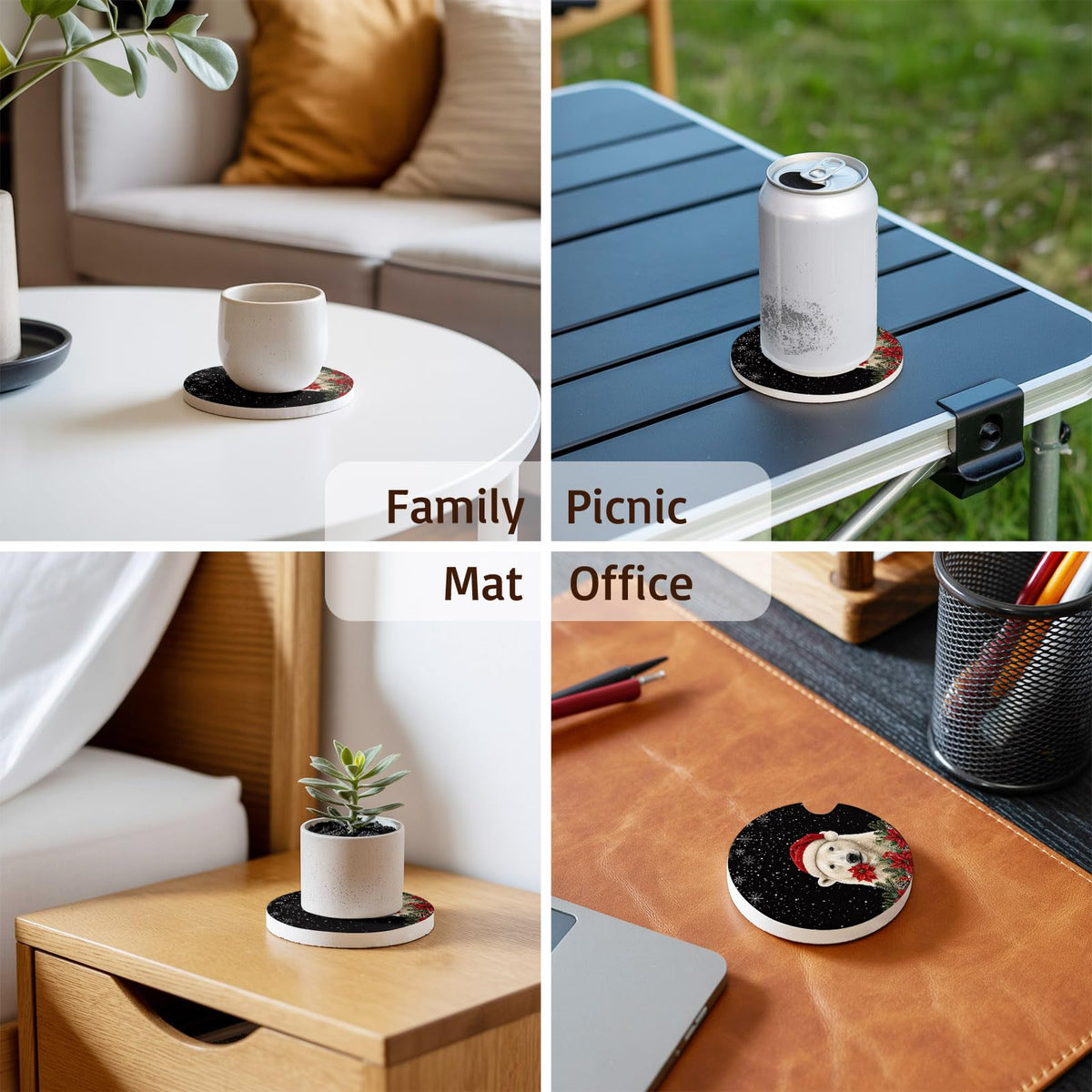 Absorbent Ceramic Stone Car Coasters Set of 2 L645893