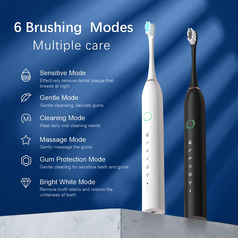 2 Pack Rechargeable Electric Toothbrushes with 8 Brush Heads J21752