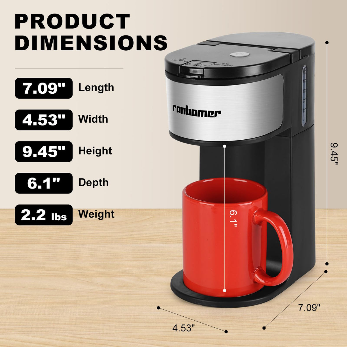 K Cup Single Serve Coffee Maker 2 in 1 C43275