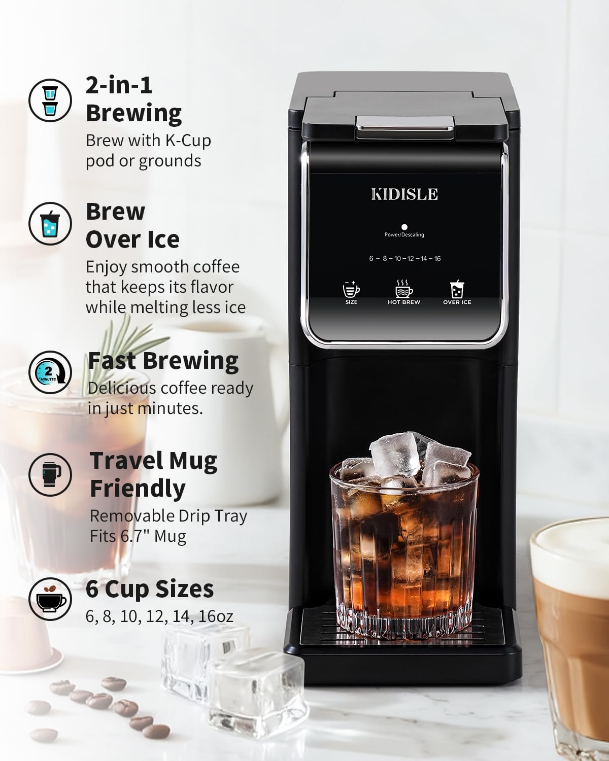 Black Single Serve Coffee Maker with 40oz Water Tank G2628