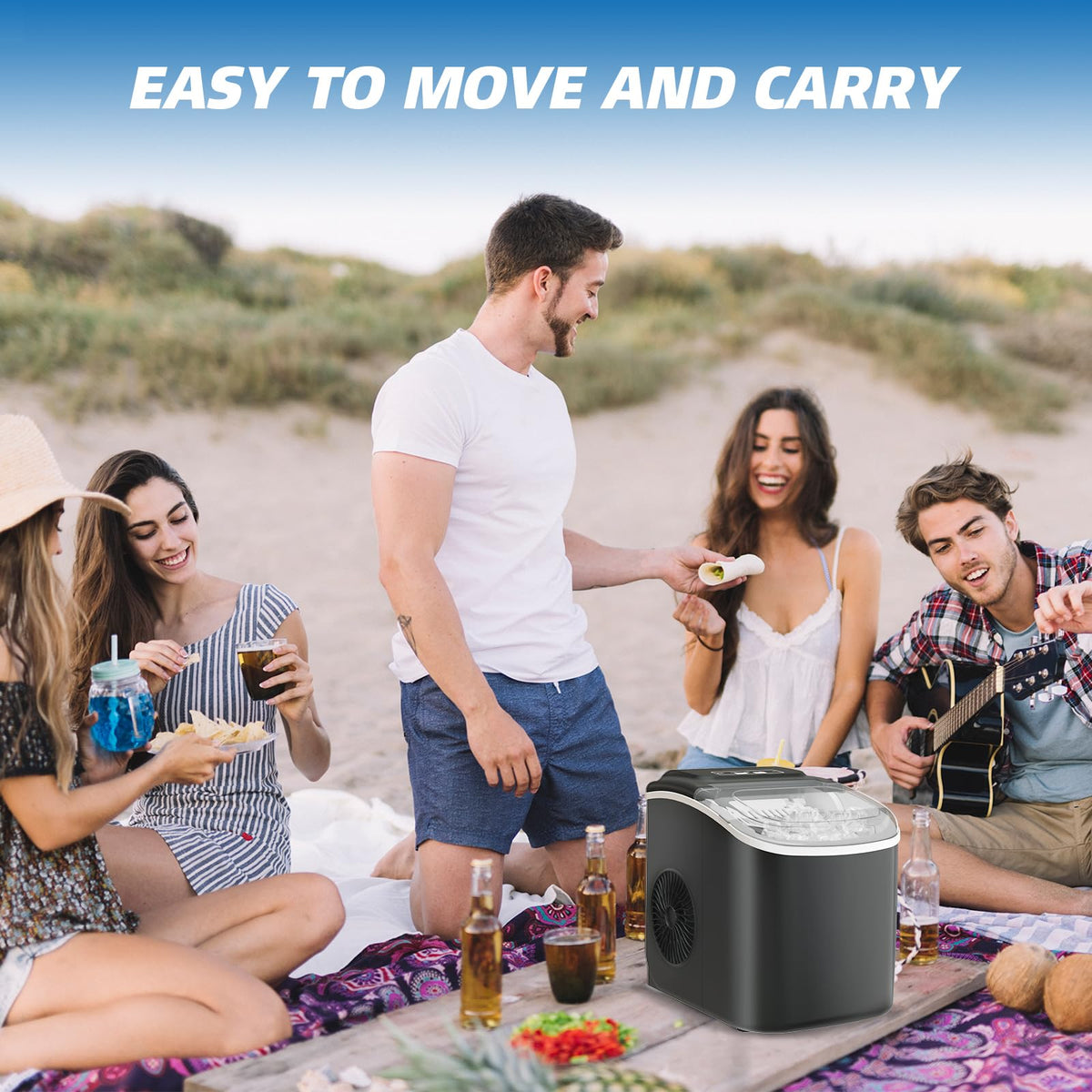 Black Portable Countertop Ice Maker with Scoop & Basket D874