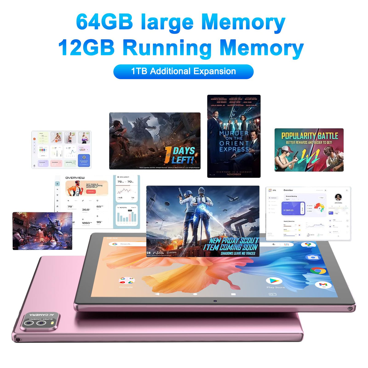 10 Inch Android Tablet with Keyboard 12GB RAM 64GB ROM X48523