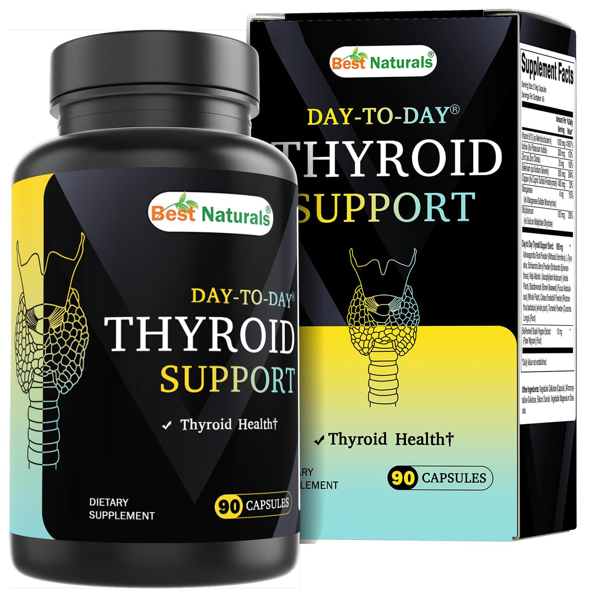 90 Vegetable Capsules Thyroid Support Supplement W807177