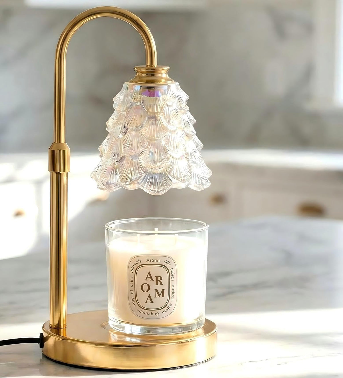 Candle Warmer Lamp with Timer & Dimmer, Adjustable Height, Gold B195