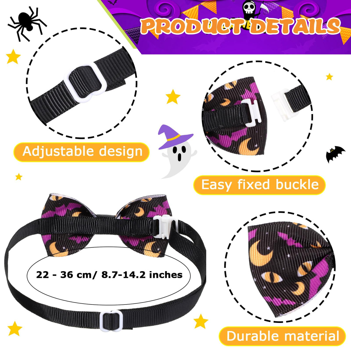 120 Pcs Dog Bow Tie Collar Set N5370