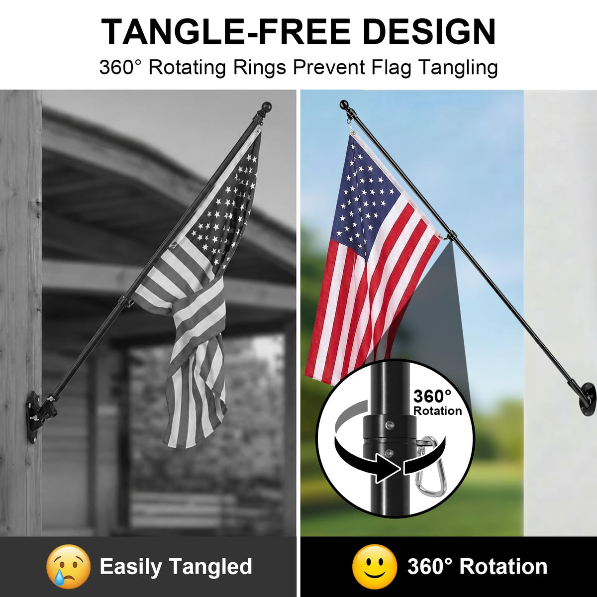 47" Stainless Steel Flag Pole Kit with Wall Mount Bracket T69838