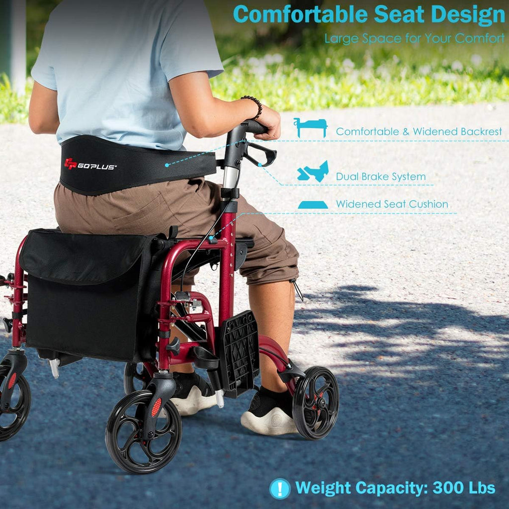 2 in 1 Folding Rollator Walker with Seat T570878