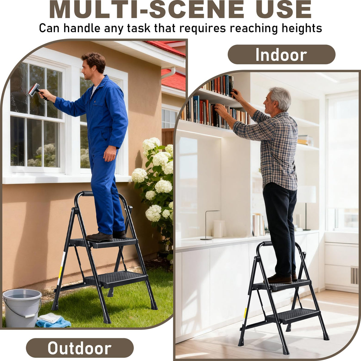 2 Step Steel Ladder with Anti-Slip Pedal Q60155