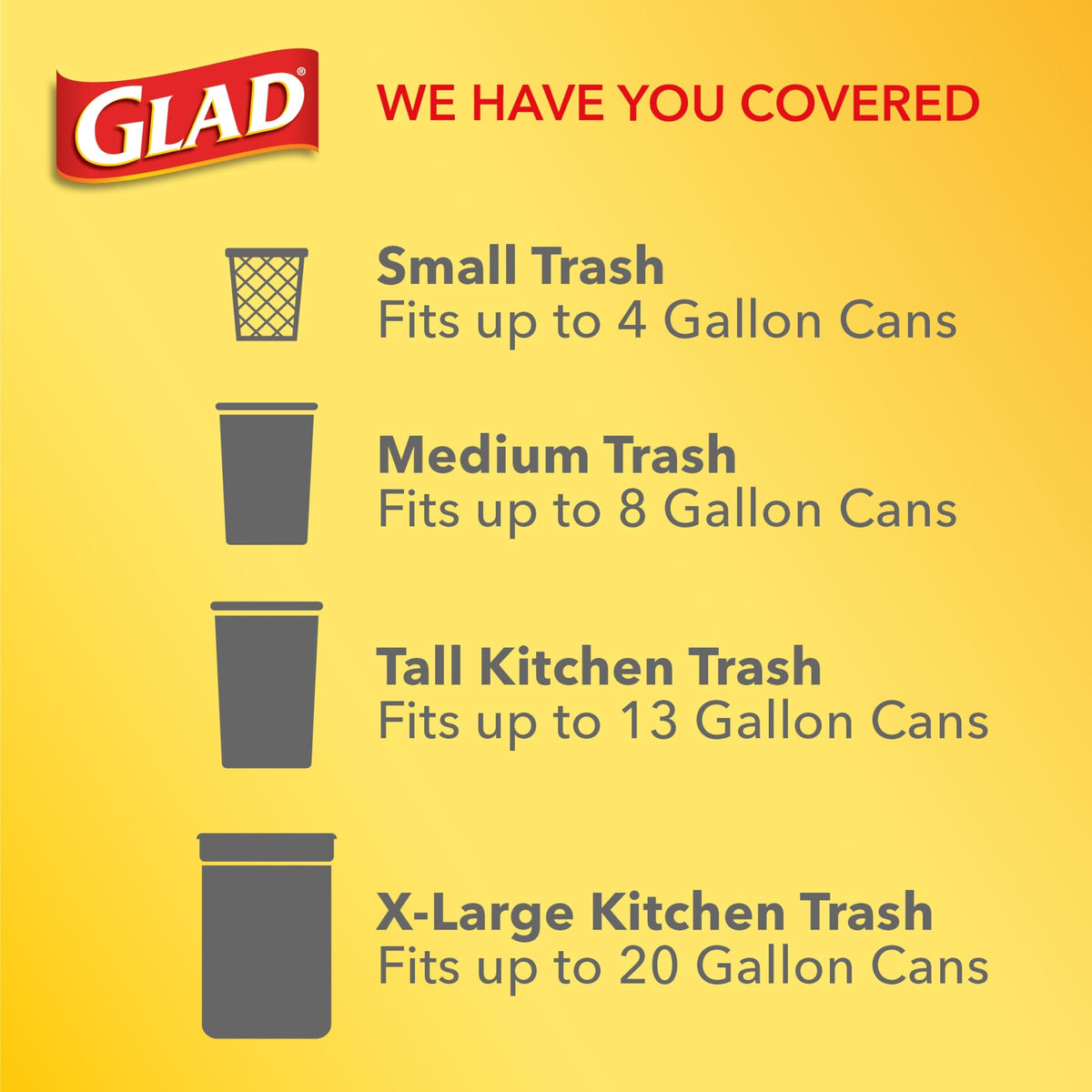 4 Gal 26 Count Trash Bags Pack of 6 W77540