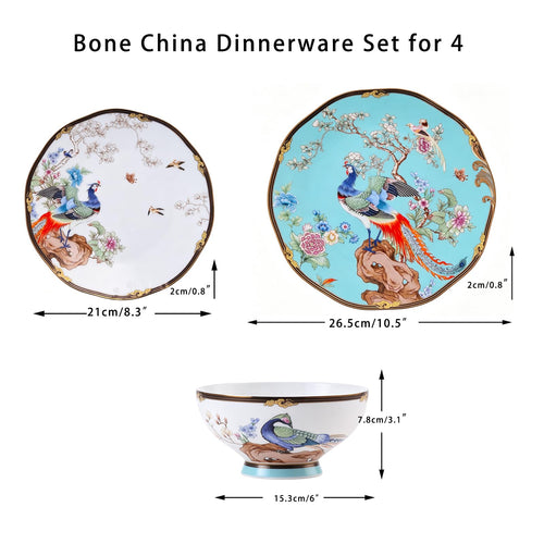 12-Piece Bone China Dinnerware Set for 4 I5087