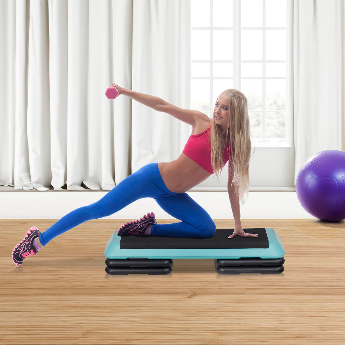 43 Inch Adjustable Aerobic Stepper with 4 Risers K451836