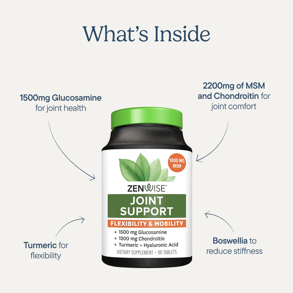 Joint Support Supplement with Glucosamine Chondroitin MSM Curcumin 180 Count Q7114