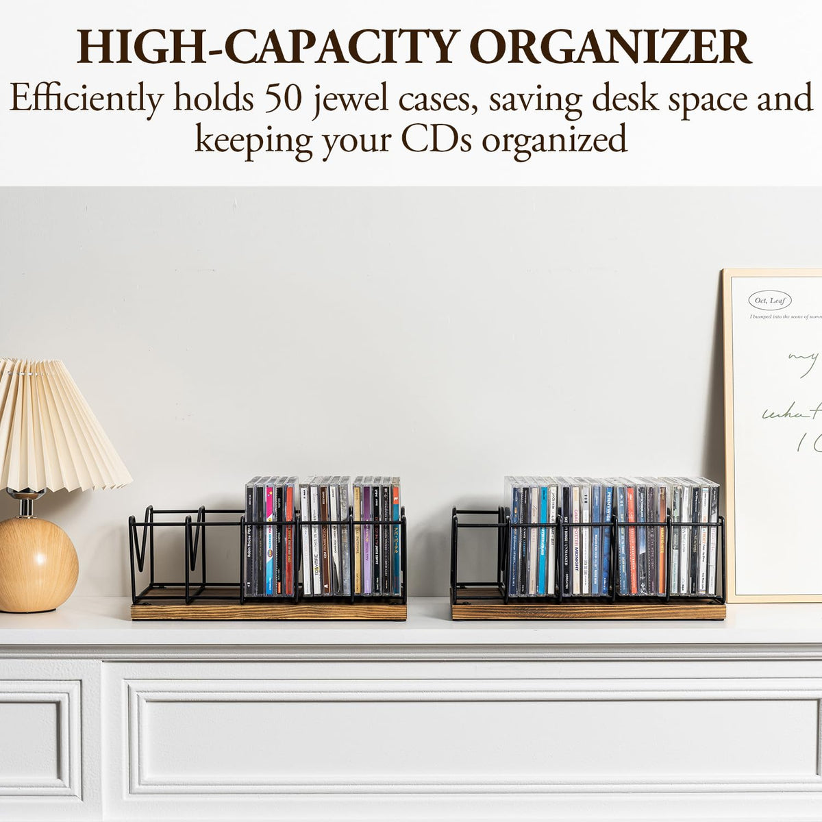 2 Pcs CD Rack Holder, DVD Tower, Tabletop Disc Case Organizer Storage M183
