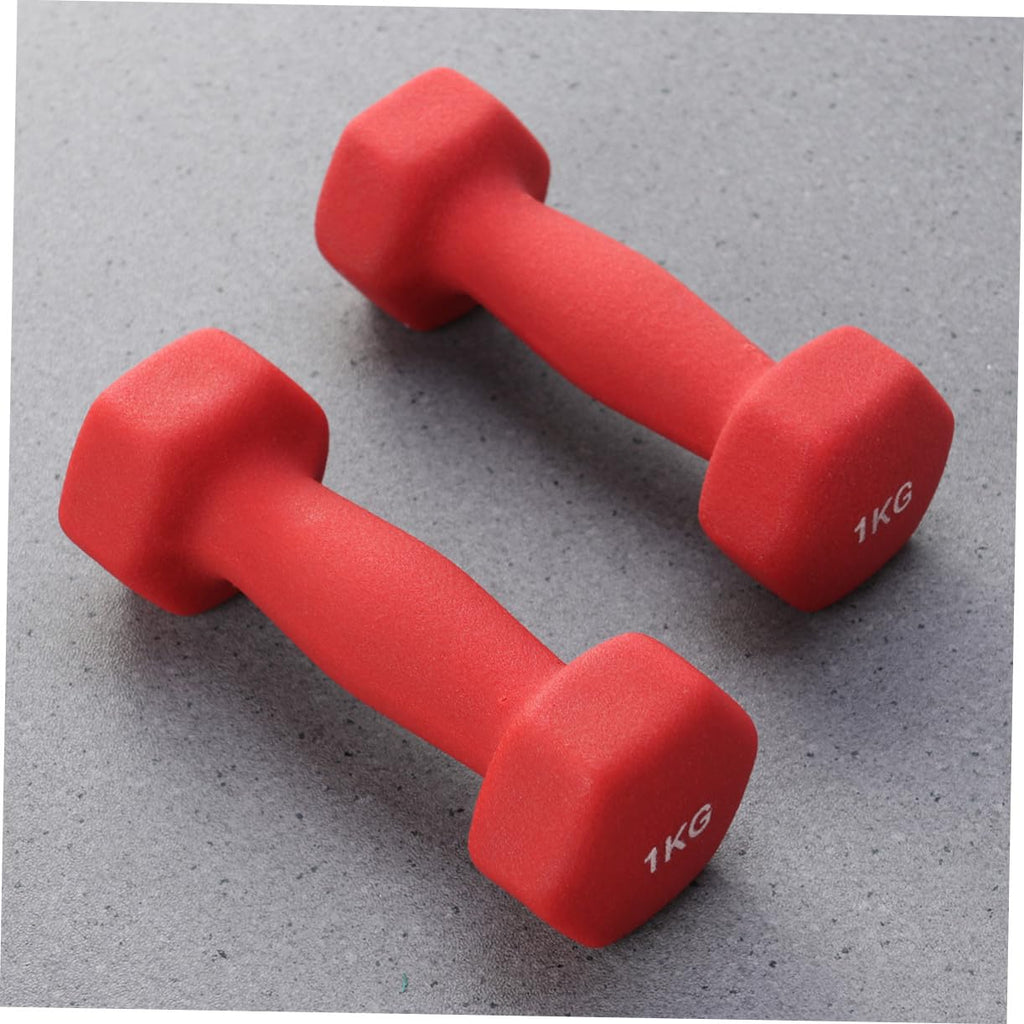 Ergonomic Hexagonal Neoprene Coated Dumbbells Red N52719