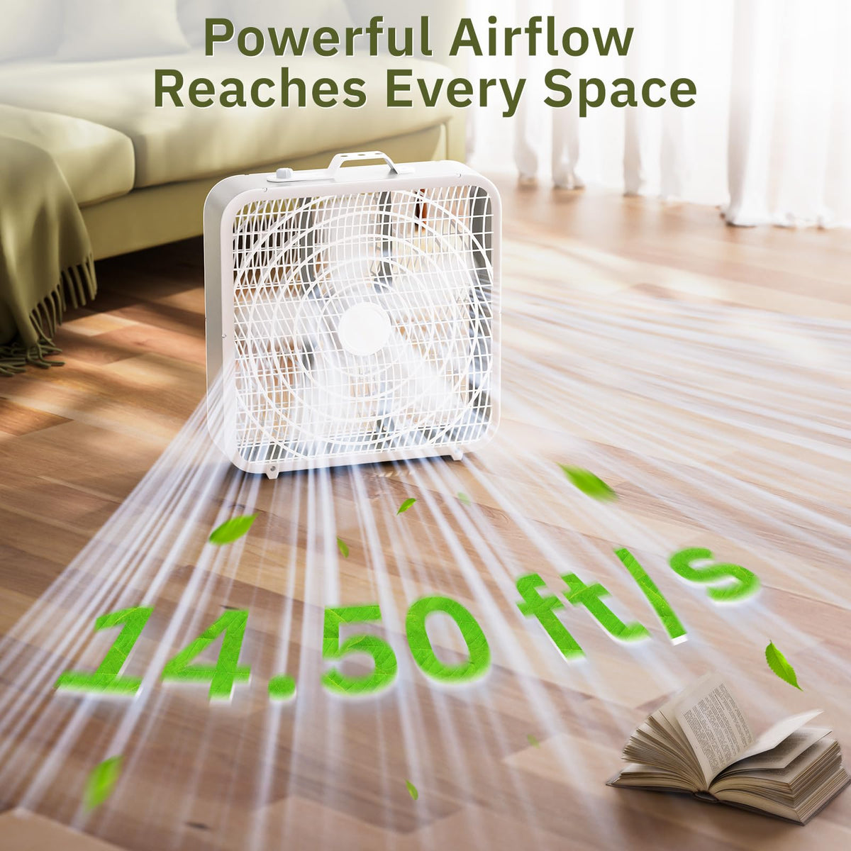 20” Box Floor Fan, 3-Speed White K9325