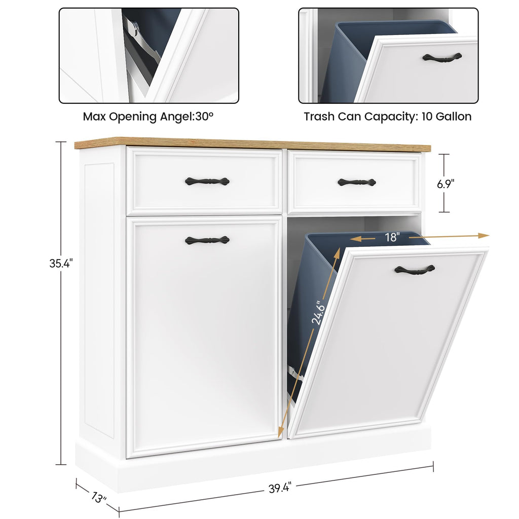Double Tilt Out Trash Cabinet 20 gal White P969596