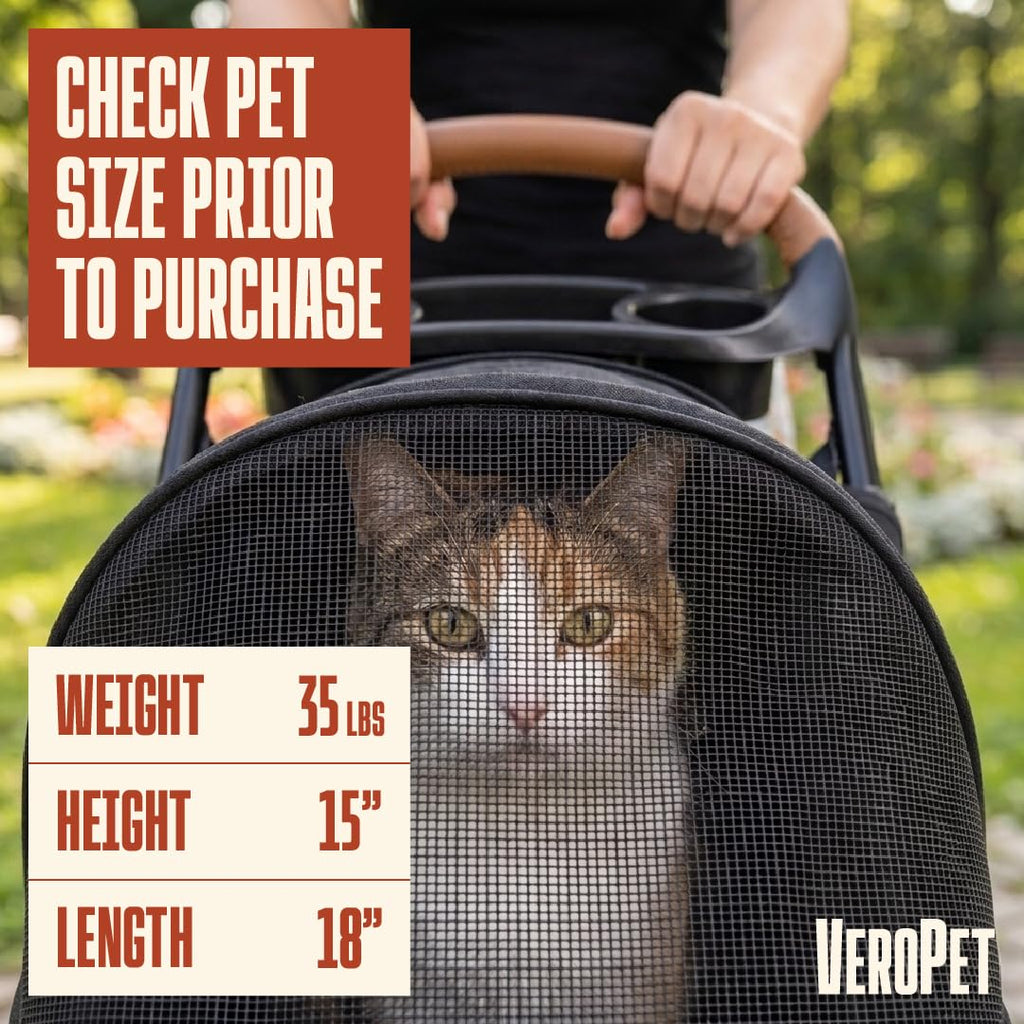 Foldable Pet Stroller with Mesh, Storage Basket & Cup Holder N8600