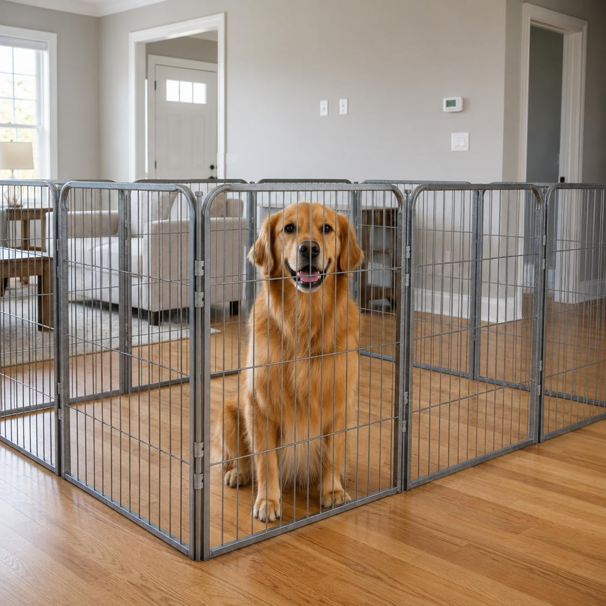 24 inch 8 Panel Portable Grey Metal Pet Playpen K732