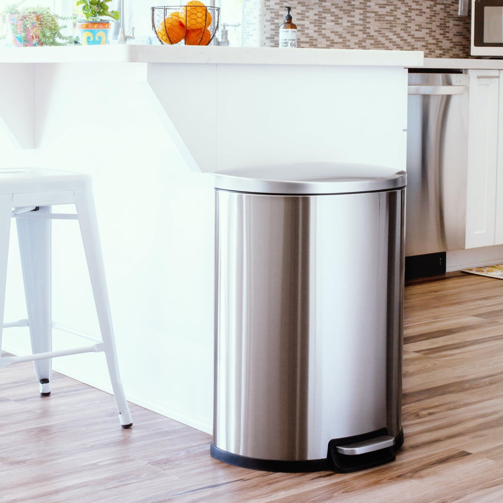 13.2 Gallon Stainless Steel Step-Up Trash Can M85407