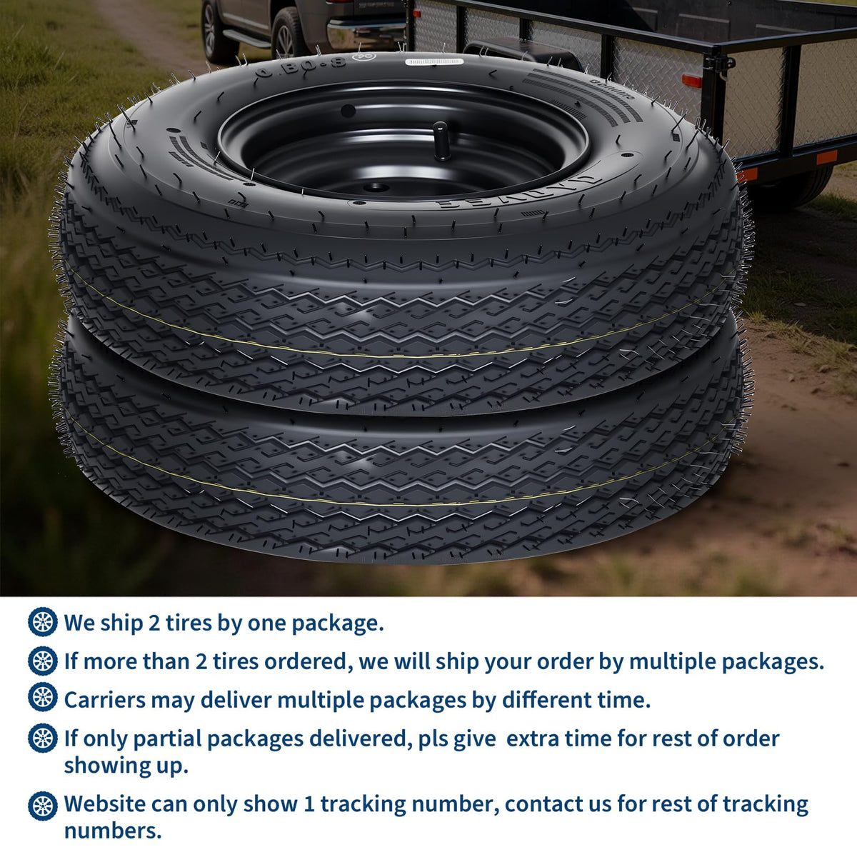 2-Pack Trailer Tire on Rim 4.80-8 4 Lug Black D213929