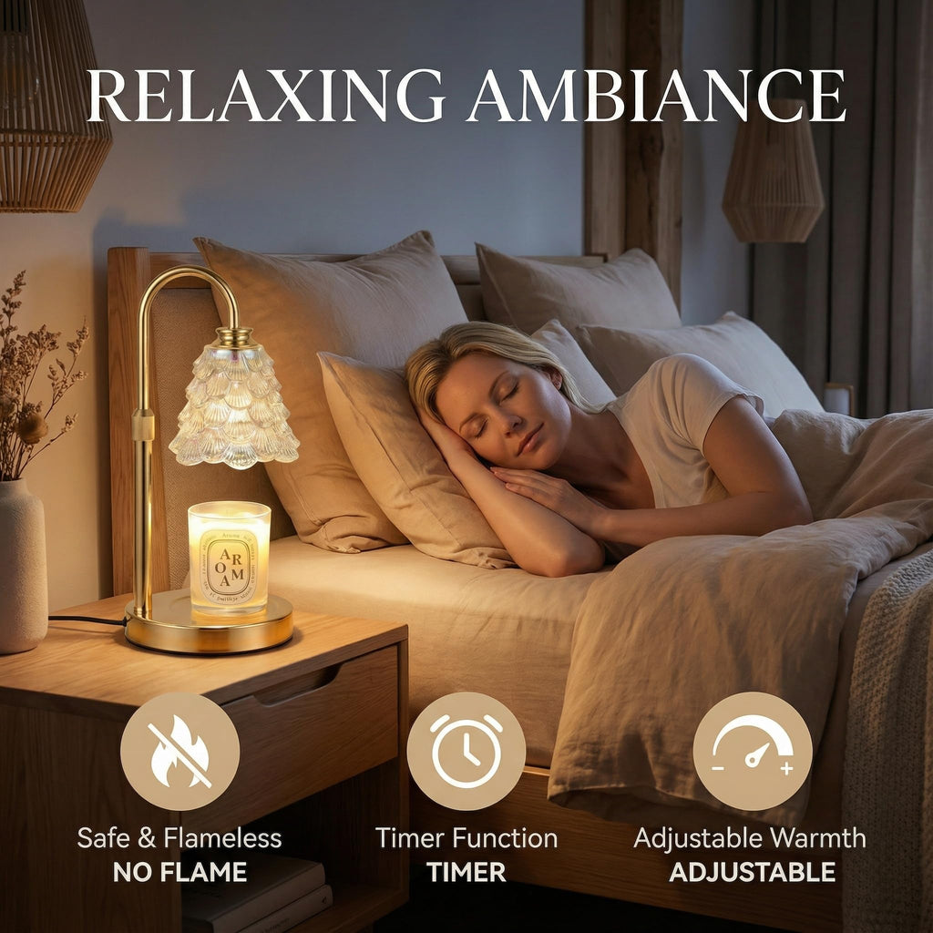 Candle Warmer Lamp with Timer & Dimmer, Adjustable Height, Gold B195