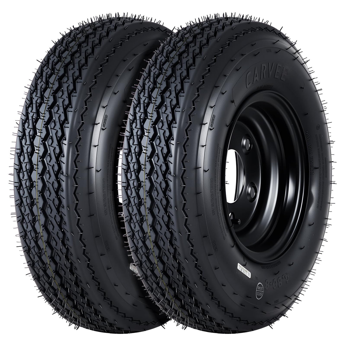 2-Pack Trailer Tire on Rim 4.80-8 4 Lug Black D213929