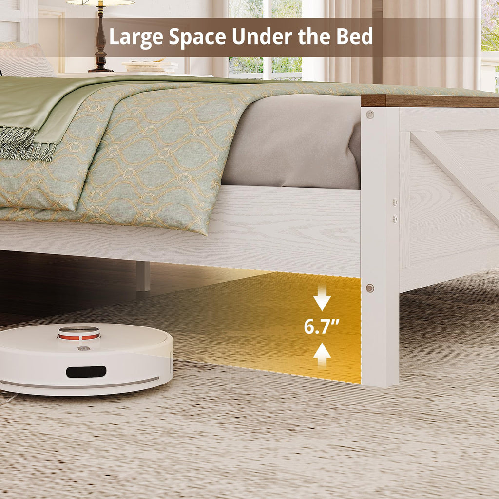White Full Bed Frame with LED Lights & Charging Station R508985