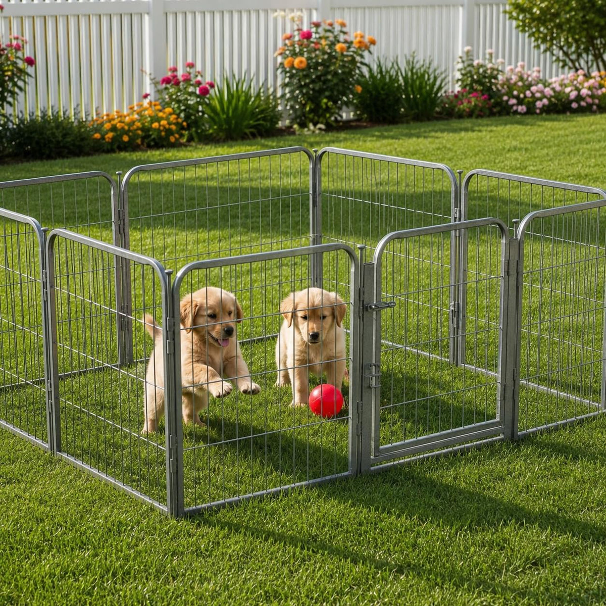 24 inch 8 Panel Portable Grey Metal Pet Playpen K732