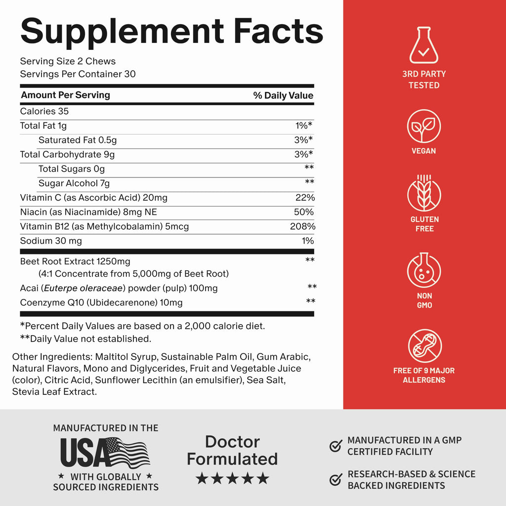 Nitric Oxide Beets Soft Chews + Heart Health Capsules F268