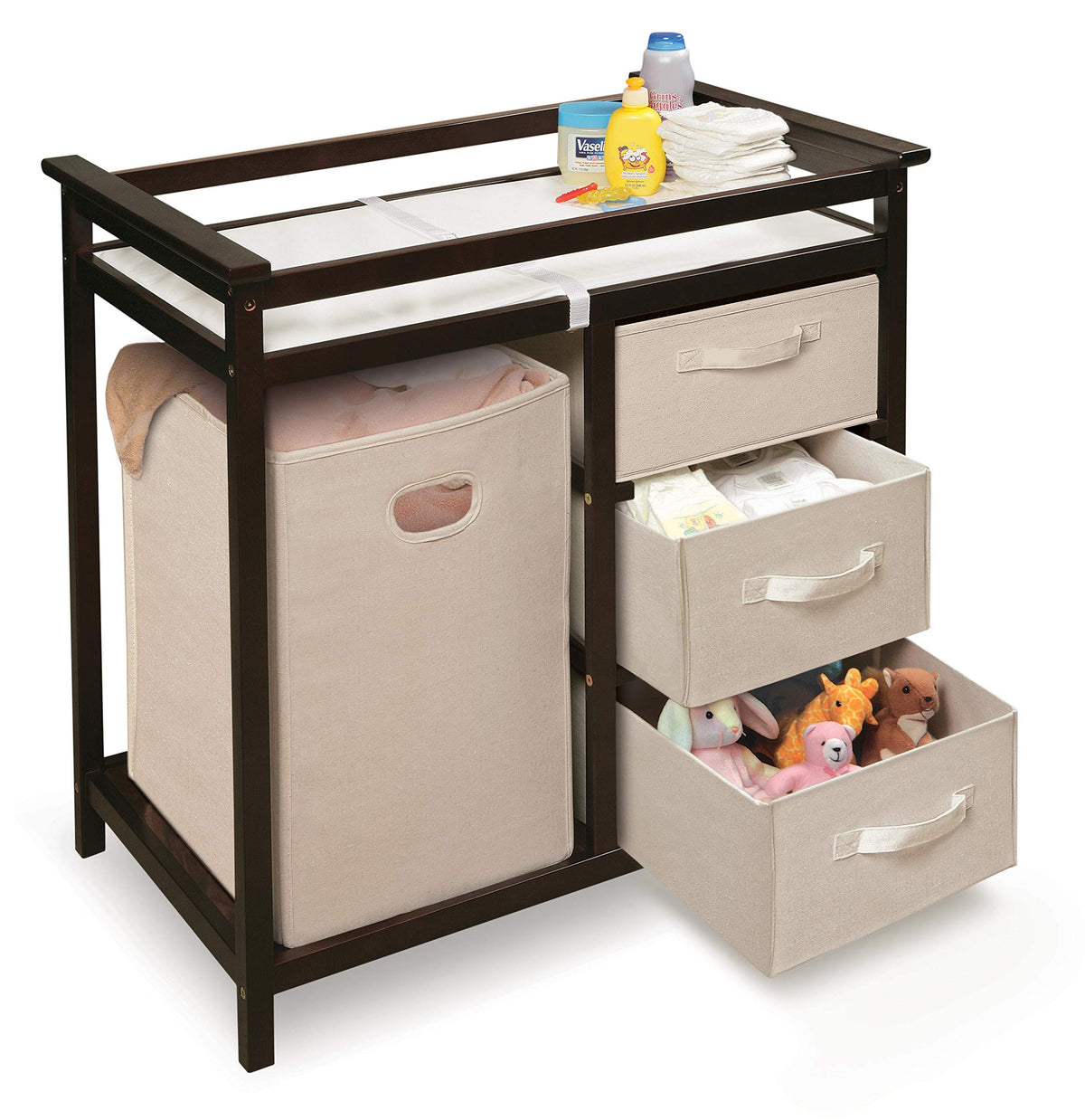 Baby Changing Table with Laundry Hamper and 3 Storage Drawers R392693