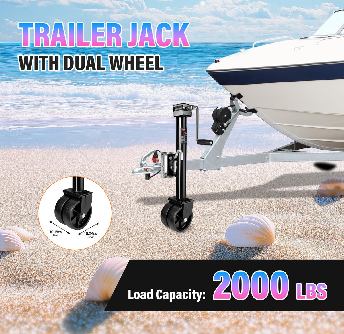 2000 lbs 12" Lift Swivel Trailer Jack with Dual Wheel J51865