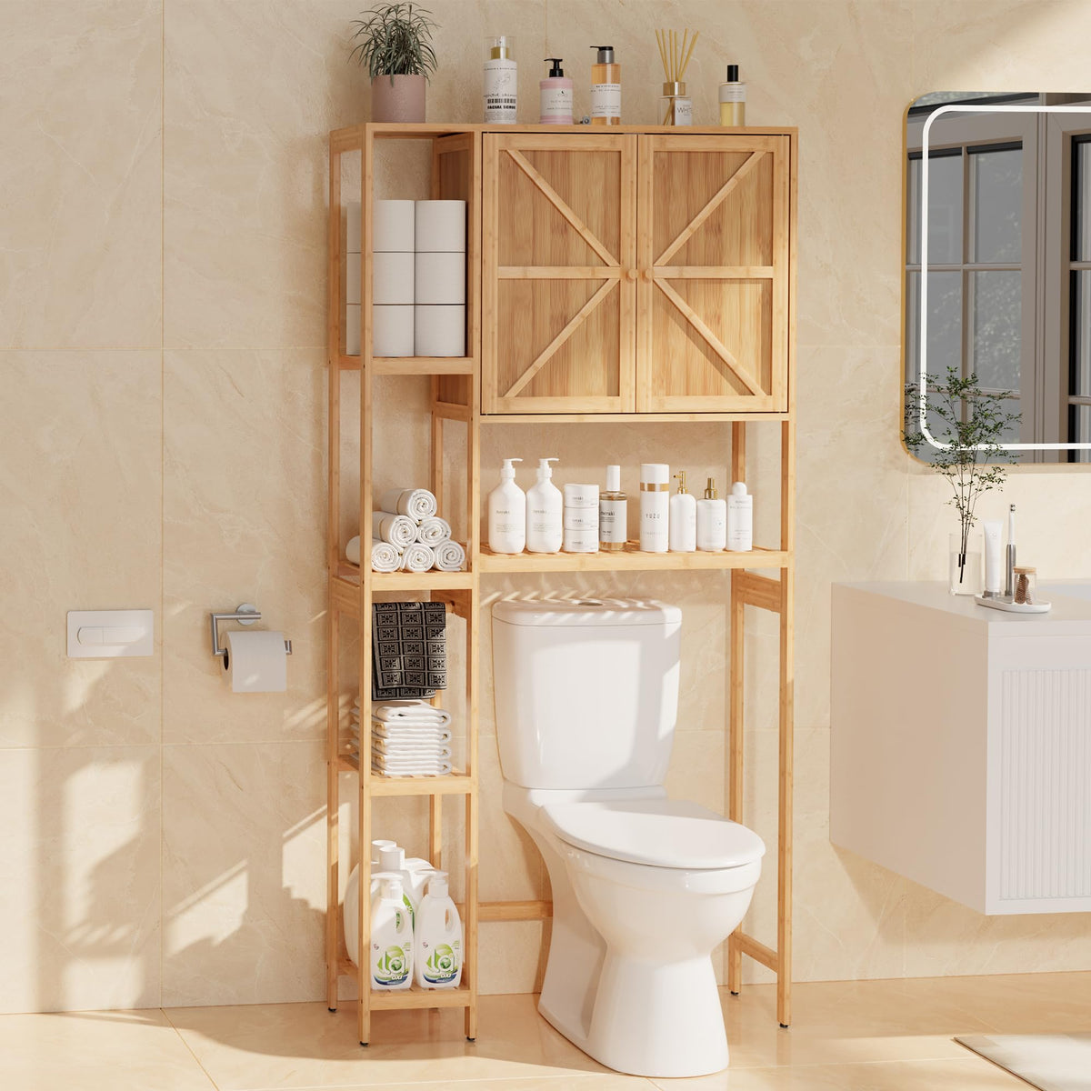 Bamboo Over-the-Toilet Storage Cabinet with Shelves H59255