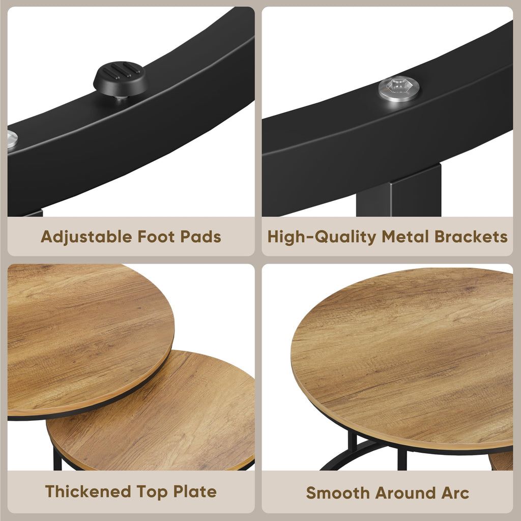 Set of 2 Round Wood Grain Coffee Table Y7175