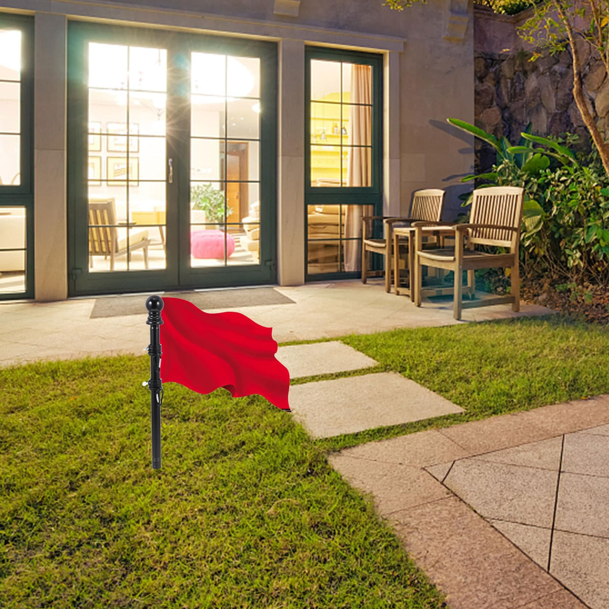 Black Rotating Flagpole Assembly with Base Y7146