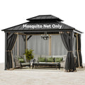 11' x 13' Gazebo Mosquito Netting Replacement 4-Panel Sidewalls with Double Zipper T763