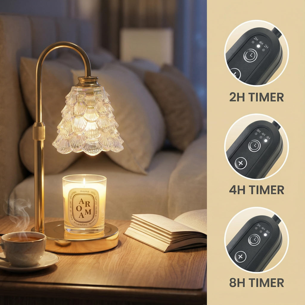 Candle Warmer Lamp with Timer & Dimmer, Adjustable Height, Gold B195