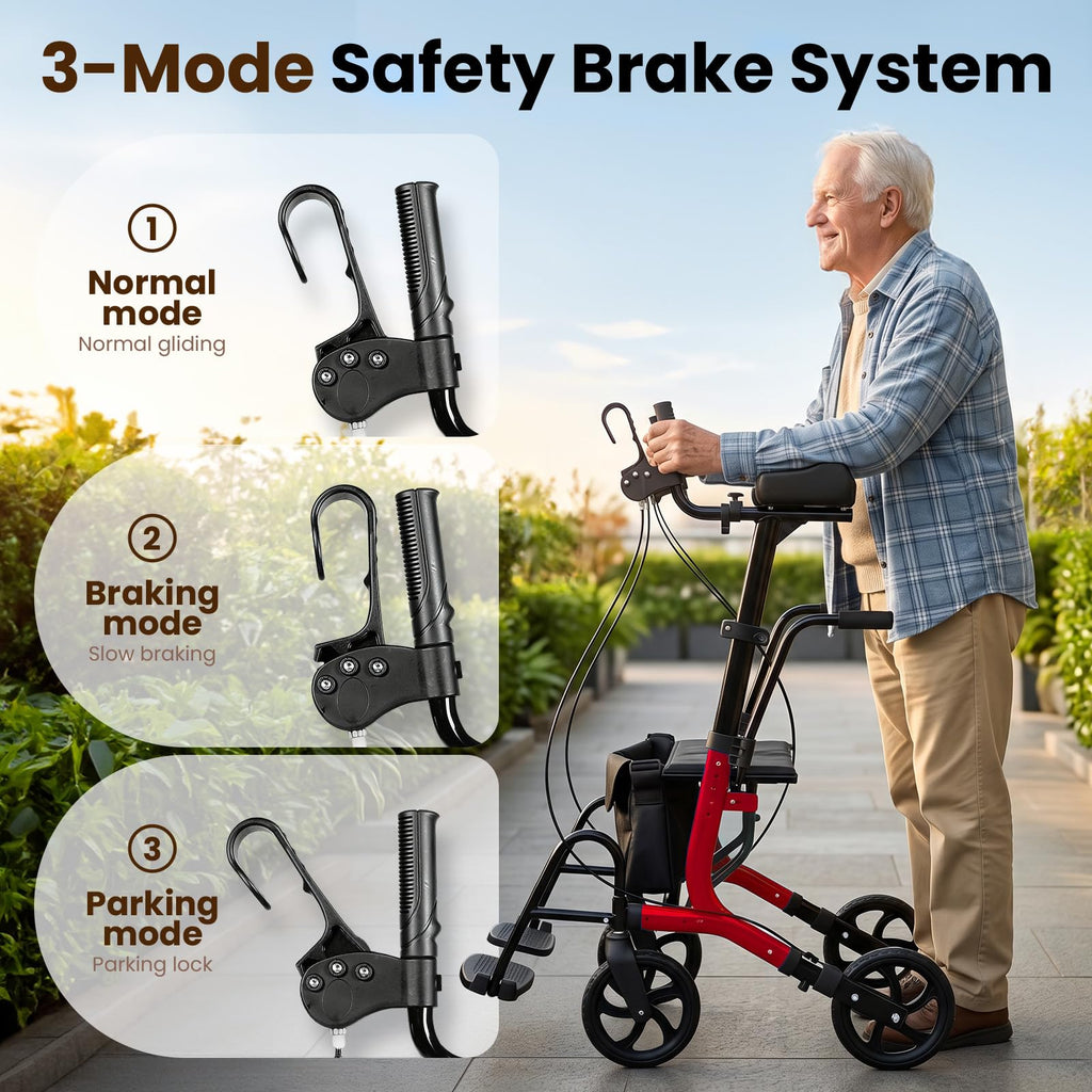 Foldable Lightweight Upright Walker with Seat Armrest Pedal X317
