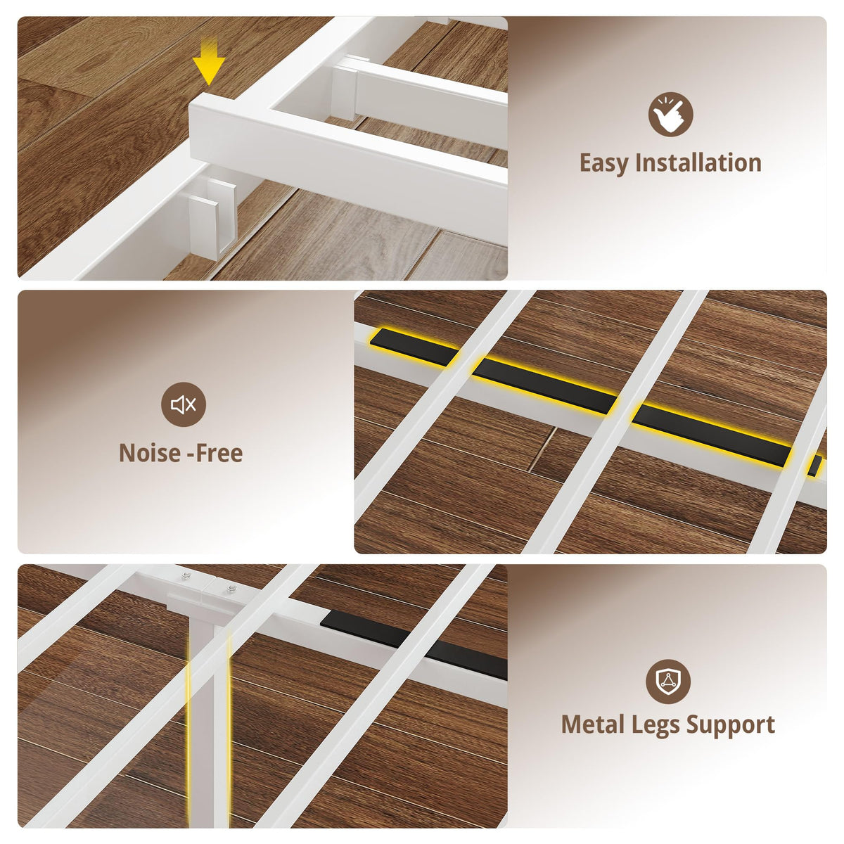 White Full Bed Frame with LED Lights & Charging Station R508985