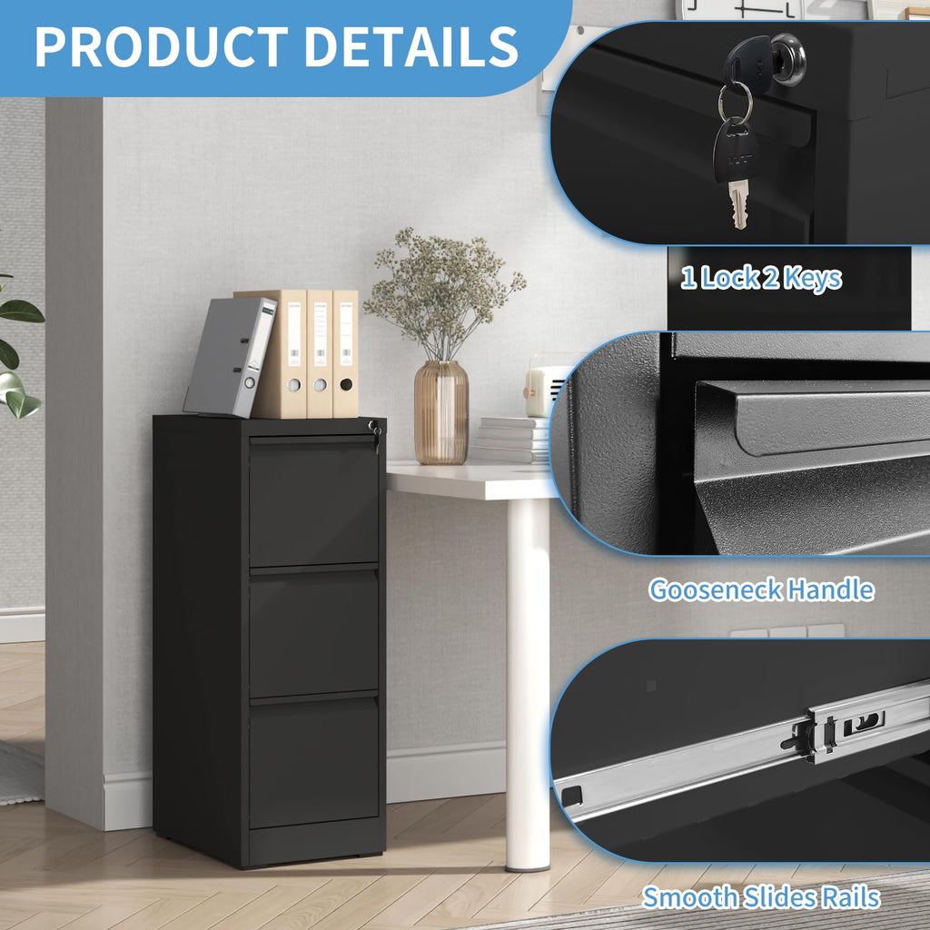 3 Drawer Metal File Cabinet with Lock J12029